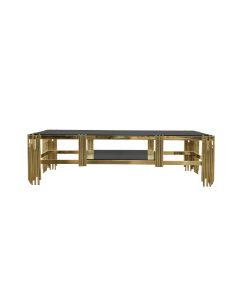 Chelsea Gold TV Unit Table - Black Glass