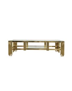 Chelsea Gold TV Unit Table - Clear Glass