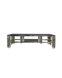 Chelsea Silver TV Unit Table - Black Glass