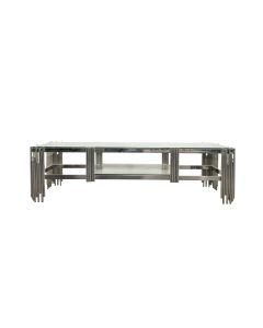 Chelsea Silver TV Unit Table - Clear Glass