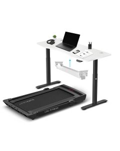 LSG Pacer M5 with Dual Motor Automatic Standing Desk 150cm in White/Black and Cable Management