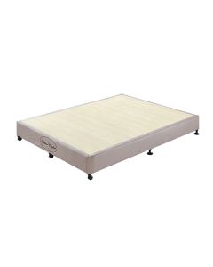 Mattress Base Ensemble King Size Solid Wooden Slat in Beige with Removable Cover