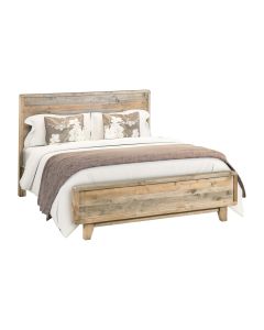 Double Size Wooden Bed Frame in Solid Wood Antique Design Light Brown