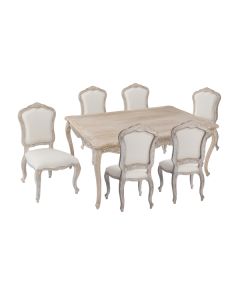 Medium Size Oak Wood White Washed Finish Dining Set