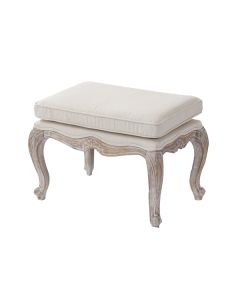 Ottoman Linen Fabric Beige Oak Wood White Washed Finish