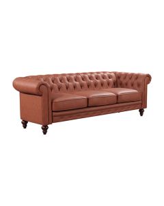 2 Seater 3 Seater Brown Sofa Lounge Set Button Tufted in Faux Leather