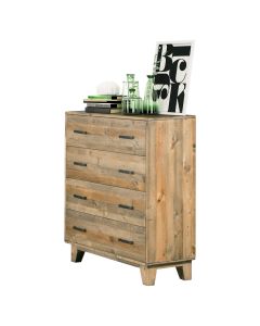 Tallboy with 4 Storage Drawers in Wooden Light Brown Colour