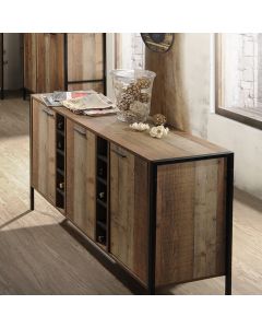 Wine Cabinet with 2 Strorage and open Selves Bar Cabinet Cupboard in Oak Colour