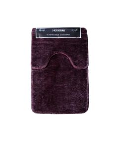 2 Pce Sorrento Plush Quality Non-slip Rubber Back Bath Mat Set Plum