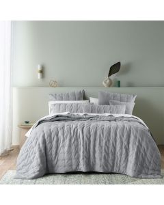 Bianca Langston Silver Pre-Washed Linen Cotton Comforter Set Queen/King