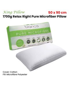 Bianca 1700g Relax Right Pure Microfiber King Pillow 50 x 90cm