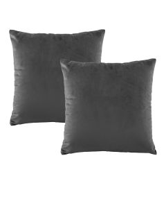 Bianca Pair of Vivid Coordinate Velvet Coal European Pillowcases 65 x 65 cm