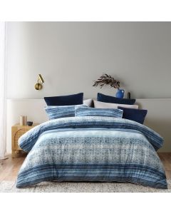 Bianca Amata Blue Cotton Sateen Quilt Cover Set King