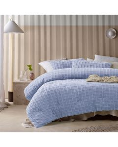 Vintage Design Homewares 3 Pcs Parquet Snooze Blue Comforter Set King