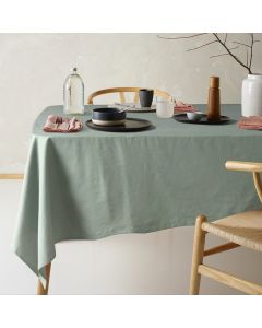 Vintage Design Homewares Helm Green Washed Linen Cotton Tablecloth 180cm Diameter Round