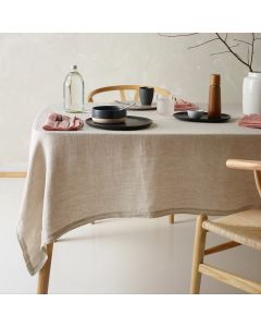 Vintage Design Homewares Helm Natural Washed Linen Cotton Tablecloth 180cm Diameter Round