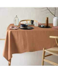 Vintage Design Homewares Helm Terracotta Washed Linen Cotton Tablecloth 130cm x 180cm