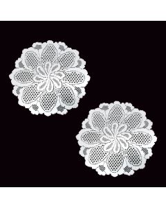 Blossom White Set of 2 Polyester Lace Table Doilies 36 cm Diameter