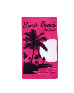 Aqua Blu Bondi Beach Pink 100% Cotton Beach Towel 80 x 150 cm