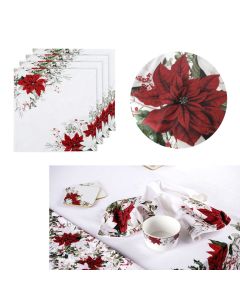 Ashdene Set of 4 Poinsettia 100% Cotton Napkins 45 x 45 cm