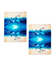 Ashdene Set of 2 Playful Dolphins Cotton Kitchen Tea Towels 50 x 70 cm Underwater Buddies