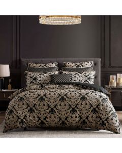 Davinci Vercelli Noir Bold Italianesque Motifs Adorn Robed Finish Quilt Cover Set King