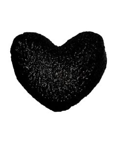 Georges Fine Linens Sequined Heart Shape Filled Cushion - Black