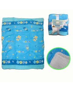 Elements Soft Coral Fleece Baby Blanket 80 x 100 cm -Blue