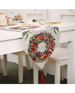 Christmas Table Runner thickened knitted Dining Tablecloth Xmas Party Decor(Garland)