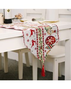 Christmas Table Runner thickened knitted Dining Tablecloth Xmas Party Decor(Elk)