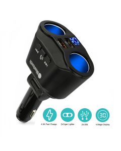 Dual Car Cigarette Lighter Socket Dual USB Charger Adapter Bluetooth5.3 MP3 Player