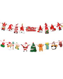 2Pack 3M Christmas Bunting Banners Garland Wall Decor Elk Snowman Party Decor(TO25+TO26)