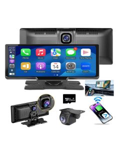 10.26" Wireless Apple Android Carplay Dual Dash Cam Front Rear Camera with 64G Card