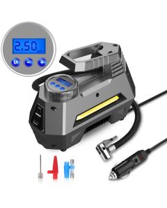 Portable Digital Car Air Compressor Tire Inflator With Emergency Flashlight