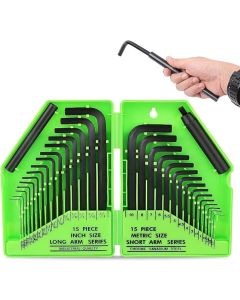 SWANLAKE 32PCS Hex Key Set, Allen Wrench Set Inch/Metric MM(0.7mm-10mm) SAE(0.028"-3/8)