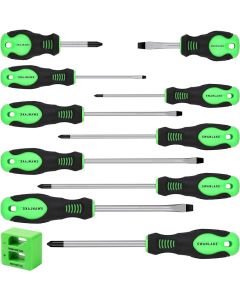 SWANLAKE 11PCS Screwdriver Set, Magnetic 5 Phillips and 5 Flat Head Tips for Fastening and Loosening Seized (11PCS)