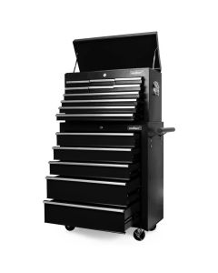 Black15 Drawer Tool Box Trolley Cabinet Storage Cart Garage Toolbox Organiser