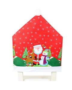 10x Christmas Chair Covers Dinner Table Santa Hat Snowman Home Décor Ornaments, Santa (10 Chair Covers)