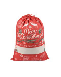 Large Christmas XMAS Hessian Santa Sack Stocking Bag Reindeer Children Gifts Bag, Red - Reindeer Gift