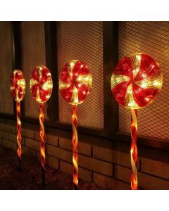 4pcs Solar Lollipops Cane Light Candy Cane Lights Water-resistant Christmas Outdoor Lawn Light