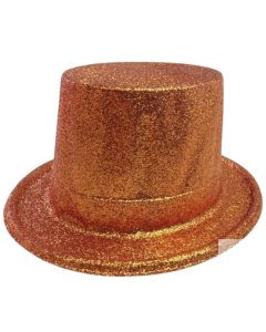 12x GLITTER TOP HAT Fancy Party Plastic Costume Tall Cap Fun Dress Up BULK - Orange