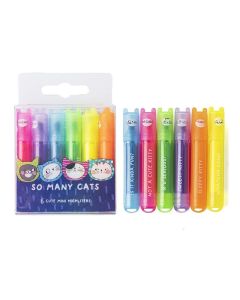 6pcs So Many Cats Cute Scented Mini Highlighter Pens