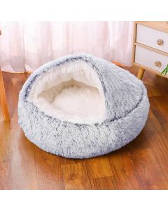 Grey Small PawfectFriend Cozy Burrowing Cave Pet Bed for Dogs Cats Kitten Plush Warm Soft Sleeping Nest - gray small