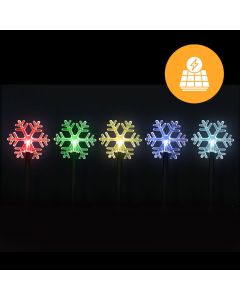 Solar Snowflake Path Lights – 5 Pack, 35cm available in 2 Colors - Multicolor