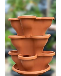 Single 3 Tier Extra Large Verandah Planter - Terracotta