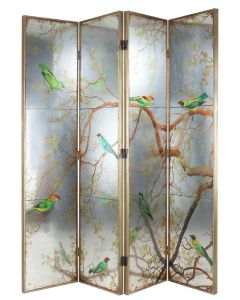 EXOTIC MELODIES MIRROR BIRD DRESSING SCREEN/ROOM DIVIDER