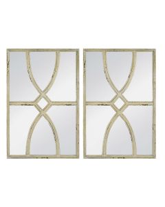 RUSTIC CARVED WALL MIRROR SET