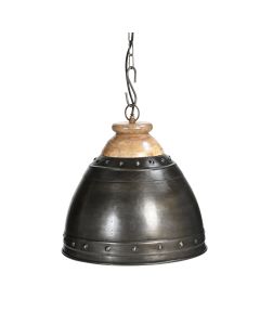 WASHED IRON AND WOOD LAMPSHADE