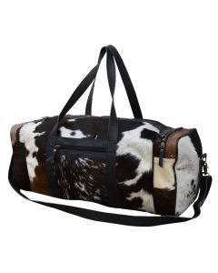 COWHIDE PATCH OVERNIGHT BAG