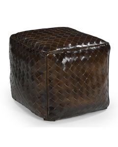 GENUINE LEATHER LATTICE OTTOMAN